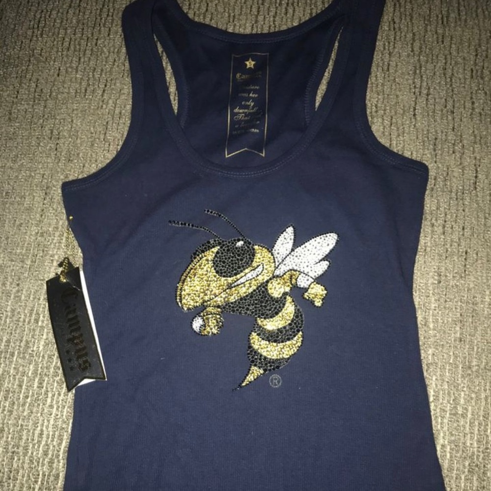 🐝GT yellow jackets tank small navy new without tags
